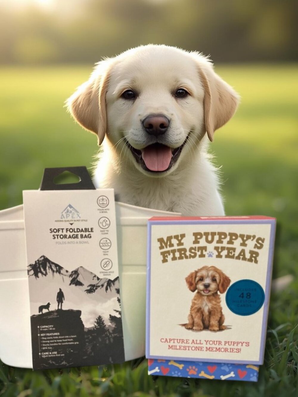 Puppy Foldable Food Bag and Milestone Cards